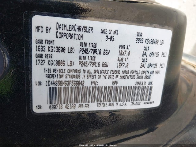 2003 DODGE DURANGO 1D4HS58N63F566842 Photo 8