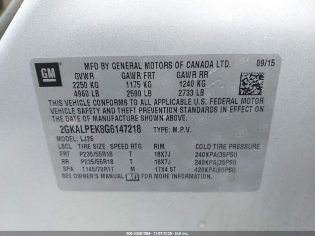 2016 GMC TERRAIN 2GKALPEK8G6147218 Photo 8