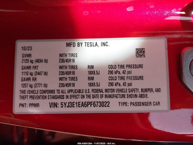 2023 TESLA MODEL 3 5YJ3E1EA6PF673022 Photo 8