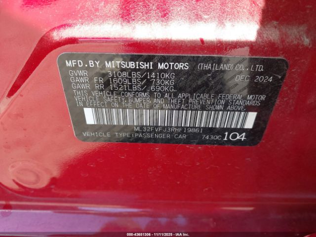 2024 MITSUBISHI MIRAGE G4 ML32FVFJ3RHF19861 Photo 8