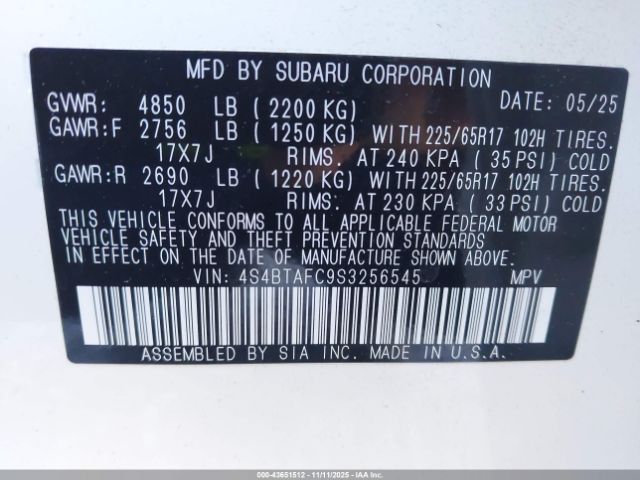 2025 SUBARU OUTBACK 4S4BTAFC9S3256545 Photo 8