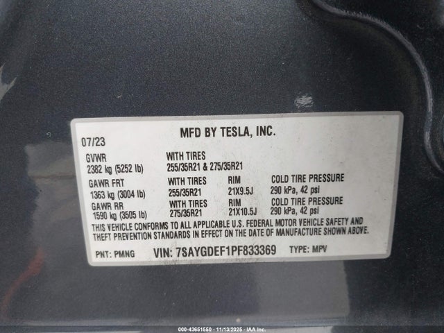 2023 TESLA MODEL Y 7SAYGDEF1PF833369 Photo 8