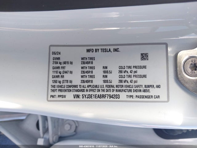 2024 TESLA MODEL 3 5YJ3E1EA8RF794203 Photo 8