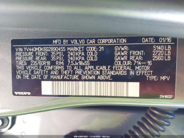 2016 VOLVO XC60 YV440MDK6G2890455 Photo 8