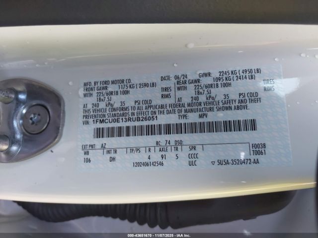 2024 FORD ESCAPE 1FMCU0E13RUB26051 Photo 8