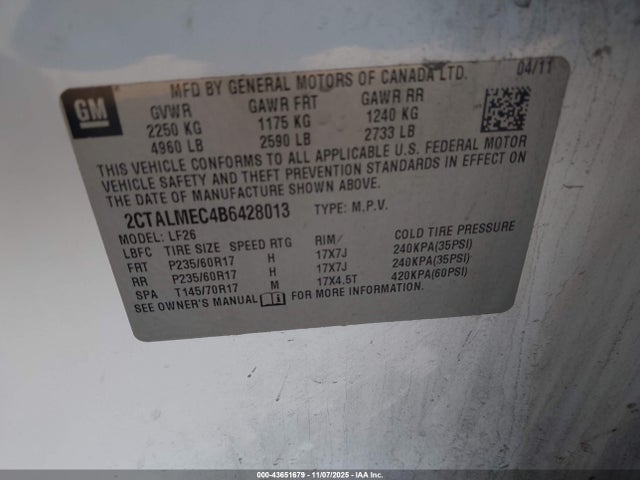 2011 GMC TERRAIN 2CTALMEC4B6428013 Photo 8