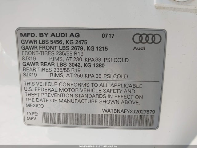 2018 AUDI Q5 WA1BNAFY2J2027679 Photo 8