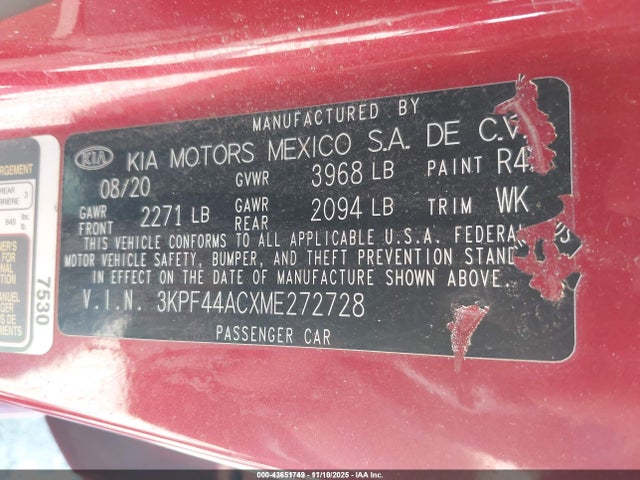 2021 KIA FORTE 3KPF44ACXME272728 Photo 8
