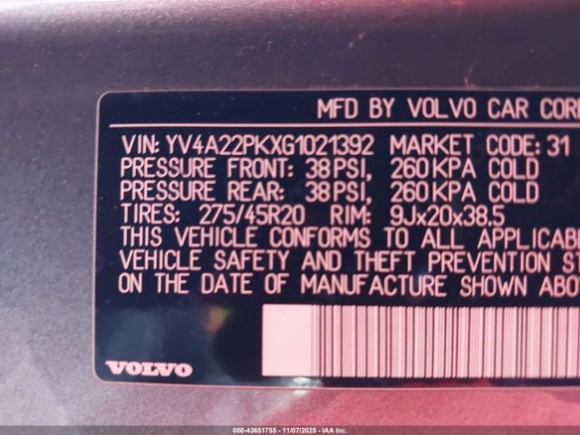 2016 VOLVO XC90 YV4A22PKXG1021392 Photo 8