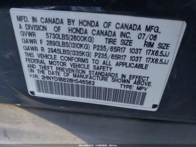 2006 ACURA MDX 2HNYD18826H546563 Photo 8