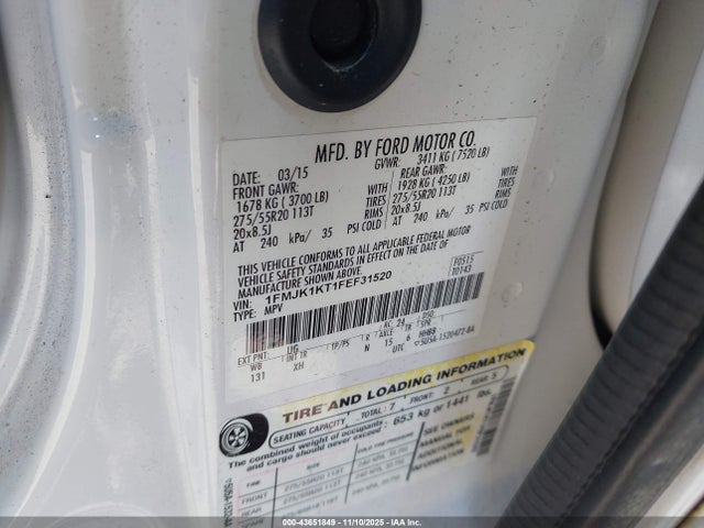 2015 FORD EXPEDITION EL 1FMJK1KT1FEF31520 Photo 8