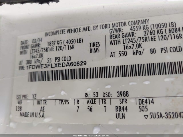 Ford E-350 Cutaway 2014 1FDWE3FLXEDA60829 Image 8