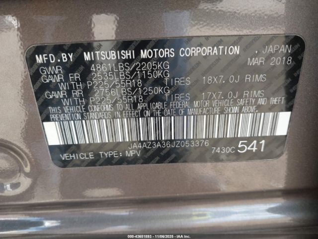 2018 MITSUBISHI OUTLANDER JA4AZ3A36JZ053376 Photo 8