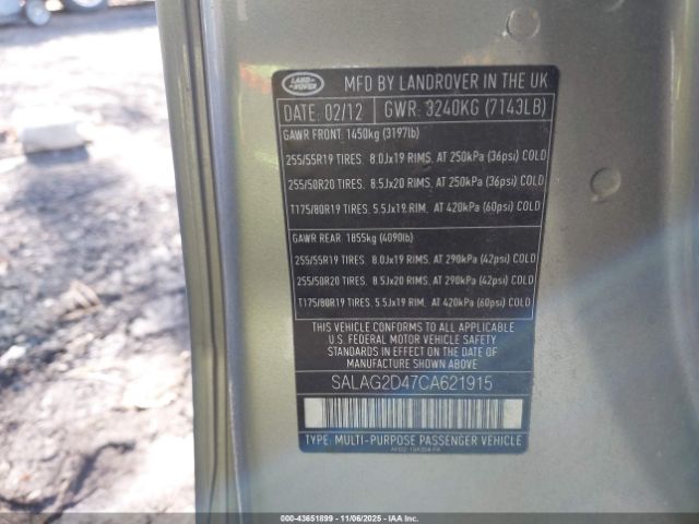 2012 LAND ROVER LR4 SALAG2D47CA621915 Photo 8