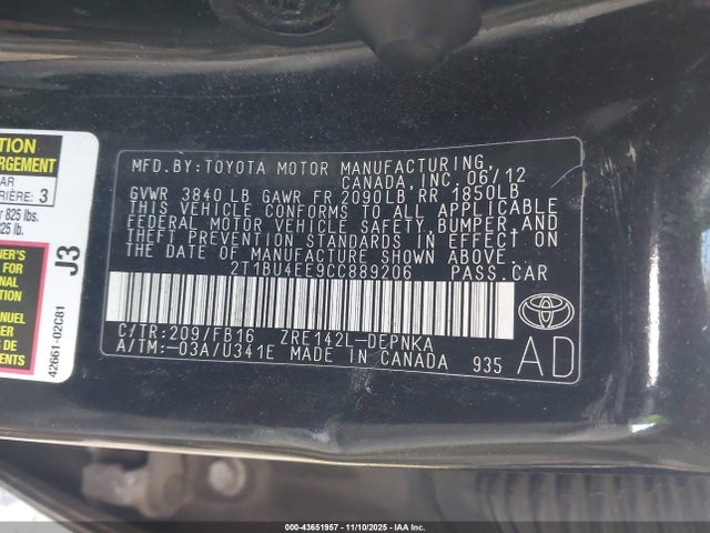 2012 TOYOTA COROLLA 2T1BU4EE9CC889206 Photo 8