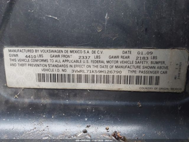 2009 VOLKSWAGEN JETTA 3VWRL71K59M126790 Photo 8