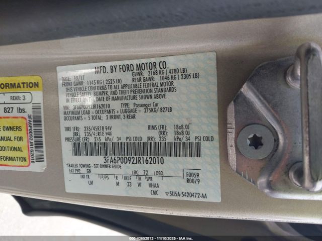 2018 FORD FUSION 3FA6P0D92JR162010 Photo 8