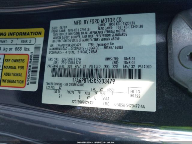 2019 FORD MUSTANG 1FA6P8TH3K5203479 Photo 8