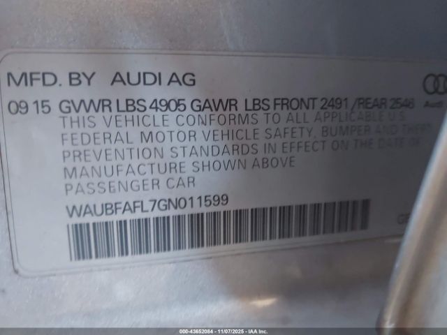 2016 AUDI A4 WAUBFAFL7GN011599 Photo 8