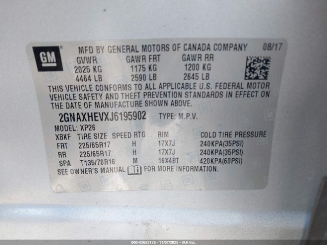 2018 CHEVROLET EQUINOX 2GNAXHEVXJ6195902 Photo 8