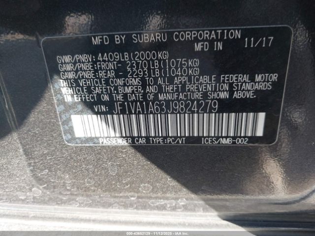 2018 SUBARU WRX JF1VA1A63J9824279 Photo 8