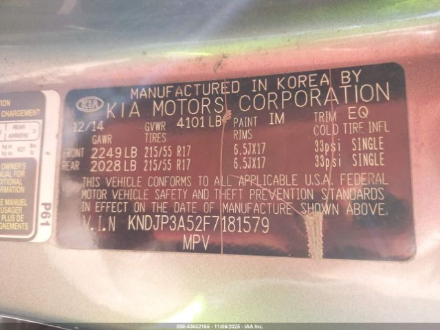 2015 KIA SOUL KNDJP3A52F7181579 Photo 8