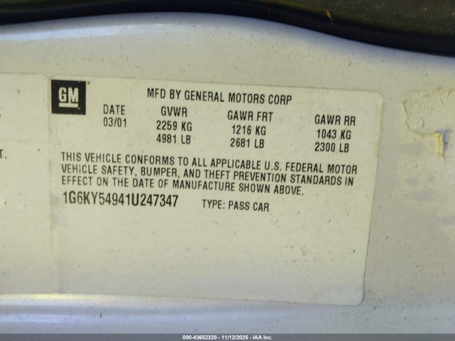 2001 CADILLAC SEVILLE 1G6KY54941U247347 Photo 8