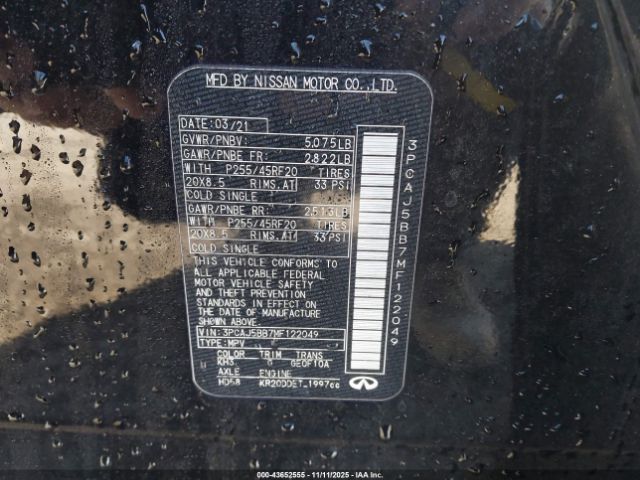 2021 INFINITI QX50 3PCAJ5BB7MF122049 Photo 8