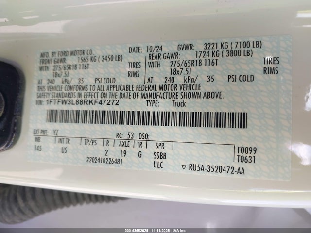 1FTFW3L88RKF47272 Ford F-150 Xlt