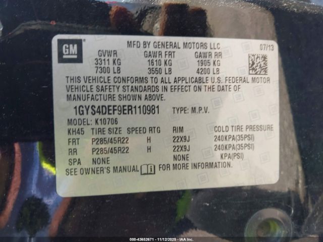 2014 CADILLAC ESCALADE 1GYS4DEF9ER110981 Photo 8