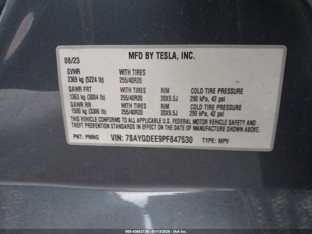 2023 TESLA MODEL Y 7SAYGDEE9PF847530 Photo 8
