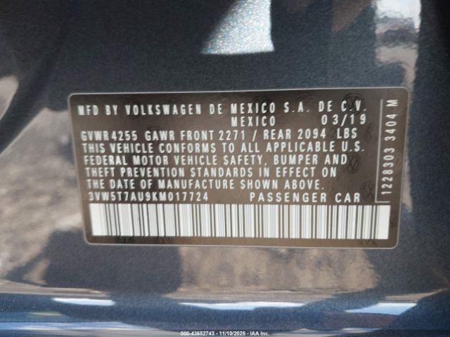 2019 VOLKSWAGEN GOLF GTI 3VW5T7AU9KM017724 Photo 8