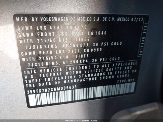 2022 VOLKSWAGEN TAOS 3VVTX7B2XNM095639 Photo 8