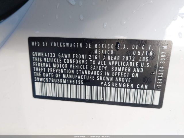 2019 VOLKSWAGEN JETTA 3VWC57BU3KM196195 Photo 8