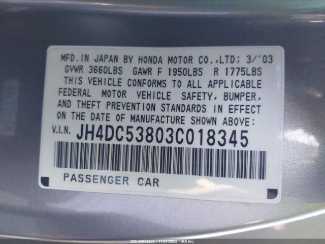 2003 ACURA RSX JH4DC53803C018345 Photo 8