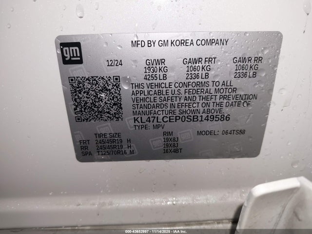 KL47LCEP0SB149586 Buick Envista Avenir Fwd