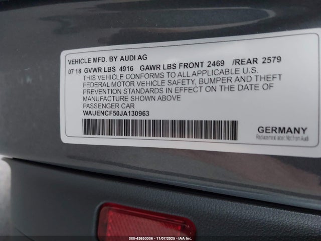 2018 AUDI A5 WAUENCF50JA130963 Photo 8