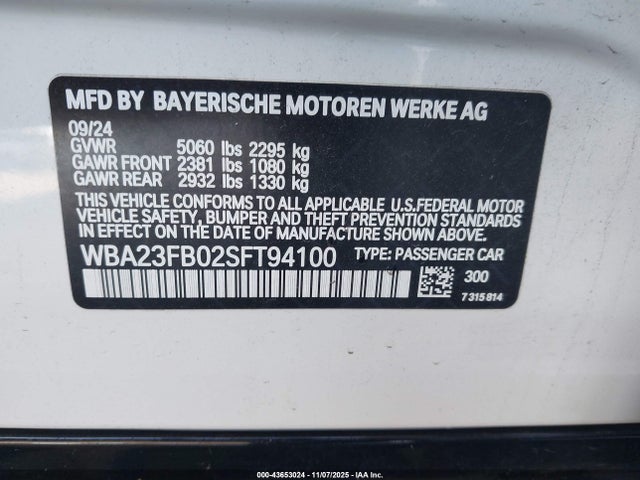 WBA23FB02SFT94100 BMW 430i Gran Coupe