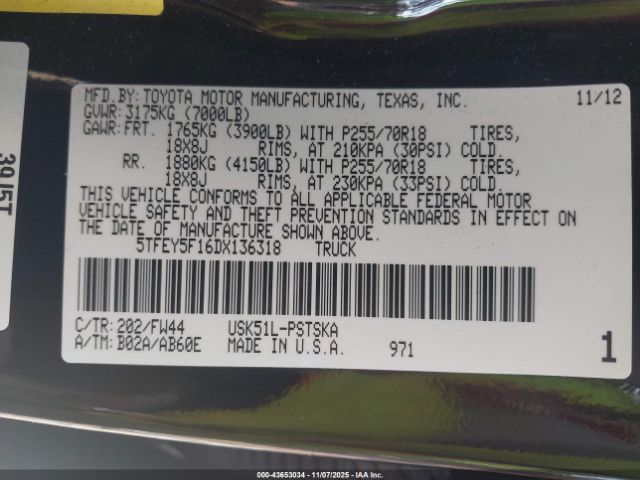 2013 TOYOTA TUNDRA 5TFEY5F16DX136318 Photo 8