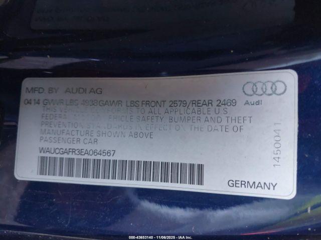 2014 AUDI S5 WAUCGAFR3EA064567 Photo 8