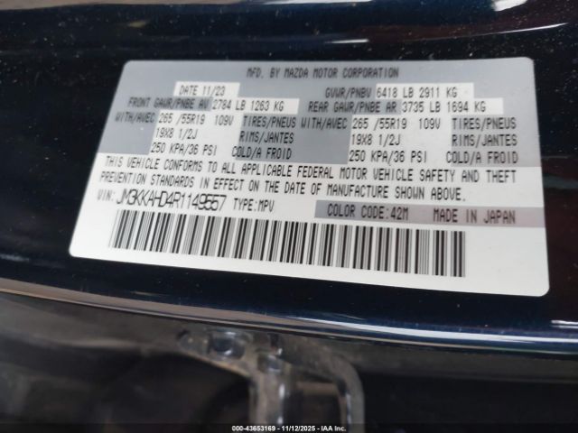 2024 MAZDA CX-90 JM3KKAHD4R1149557 Photo 8