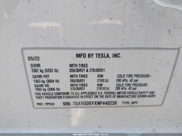 2022 TESLA MODEL Y 7SAYGDEFXNF440239 Photo 8