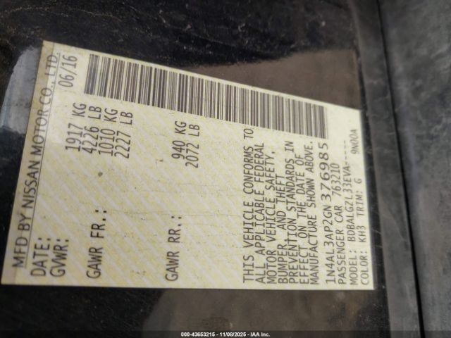 2016 NISSAN ALTIMA 1N4AL3AP2GN376985 Photo 8