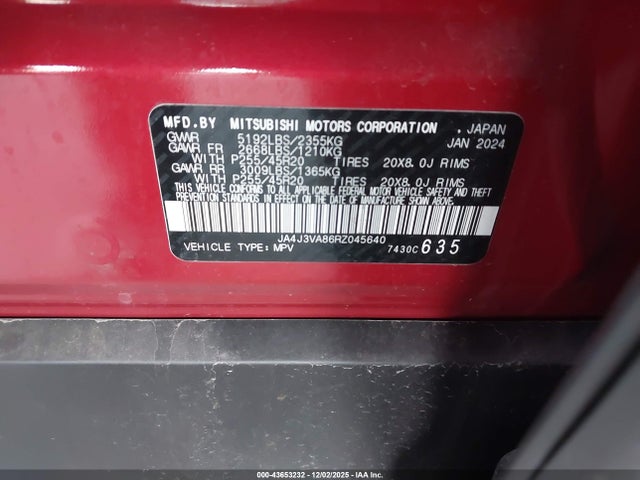 2024 MITSUBISHI OUTLANDER JA4J3VA86RZ045640 Photo 8