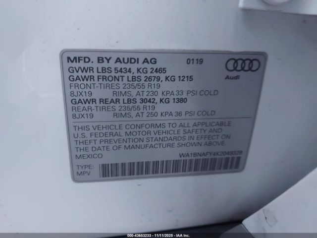 2019 AUDI Q5 WA1BNAFY4K2049328 Photo 8
