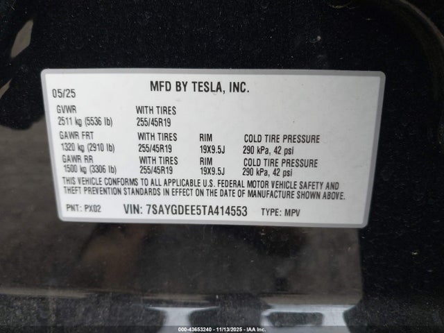 2026 TESLA MODEL Y 7SAYGDEE5TA414553 Photo 8