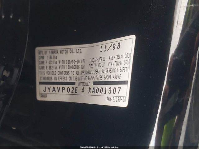 1999 YAMAHA XV1600 JYAVP02E4XA001307 Photo 9