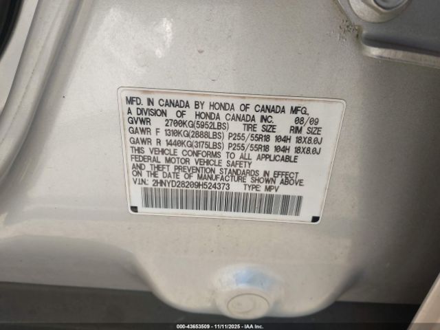 2009 ACURA MDX 2HNYD28209H524373 Photo 8