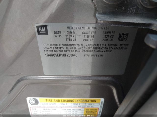 2012 BUICK LACROSSE 1G4GC5ER1CF250645 Photo 8