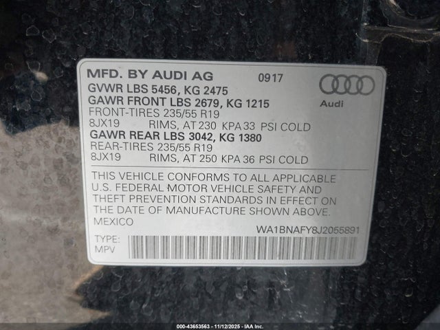 2018 AUDI Q5 WA1BNAFY8J2055891 Photo 8